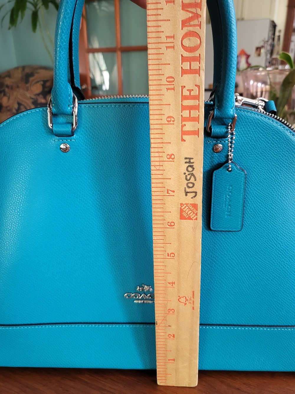 Coach Blue Leather Dome Satchel Crossbody Pebbled Leather NWOT -New Without Tags - Picture 12 of 13
